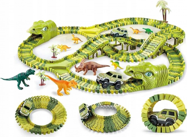 Dinosaurová závodná dráha s autíčkom a figúrkami