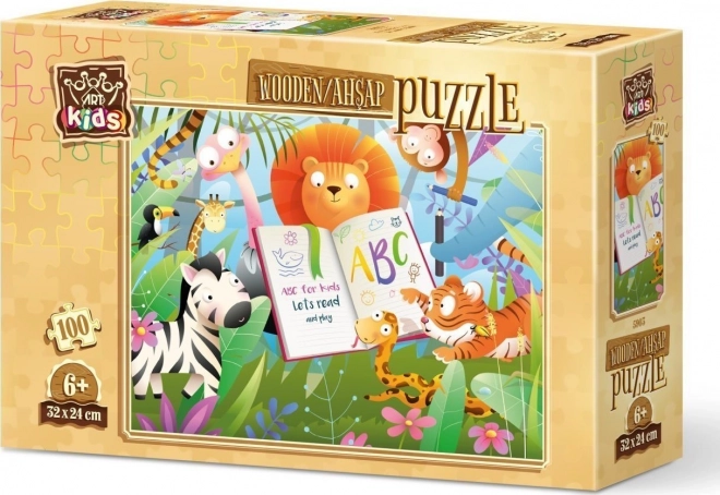Drevené puzzle Lesná škola 100 dielikov