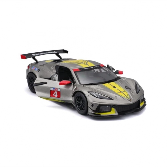 Kovový model auta Bburago 2020 Chevrolet Corvette C8R #3 v žltej farbe