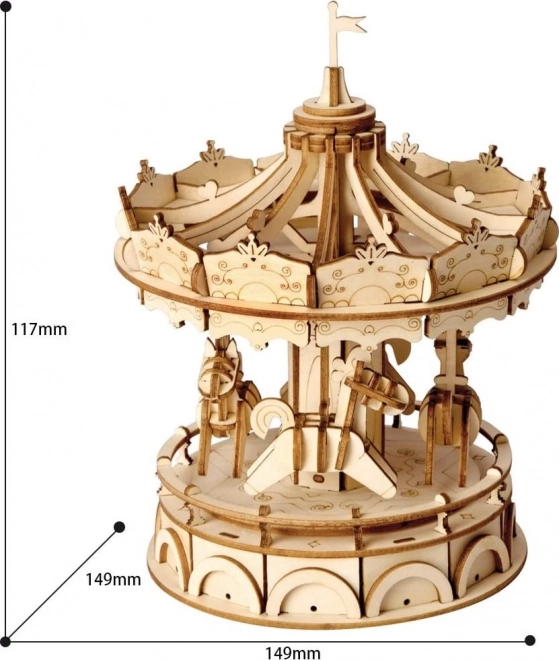 Veselý kolotoč 3D Puzzle z Dreva