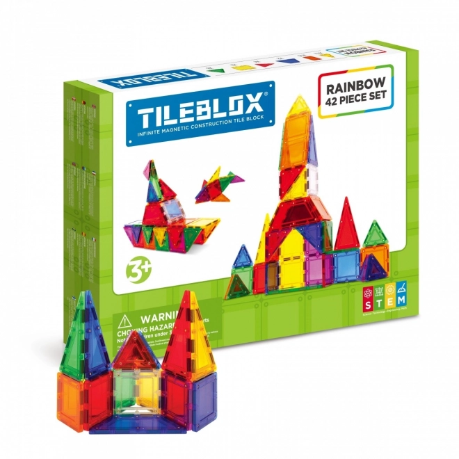 Magnetické Kocky Tileblox Dúhový Set 42 Kusov