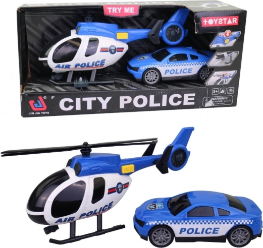 Vrtuľník s policajným vozidlom