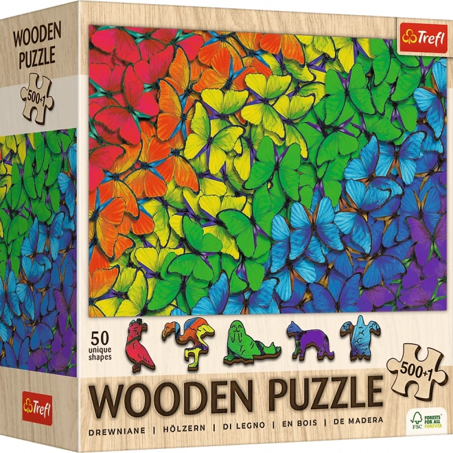 Drevené puzzle TREFL Dúhoví motýle 501 dielikov