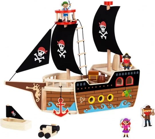 Drevená pirátska loď s figúrkami Tooky Toy