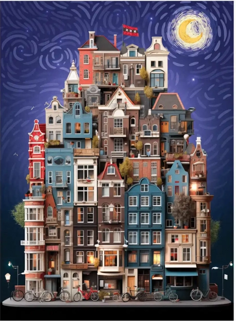 Puzzle Hviezdna noc v Amsterdame 1000 dielikov