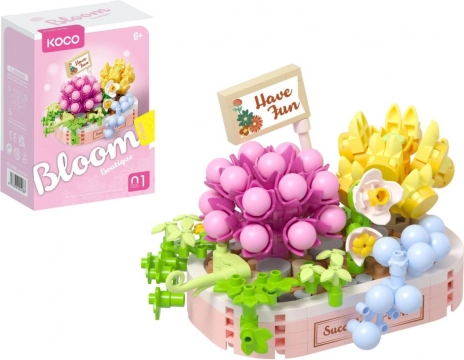 Stavebnica KOCO Bloom – kvetinové aranžmá sukulentov, 249 dielikov