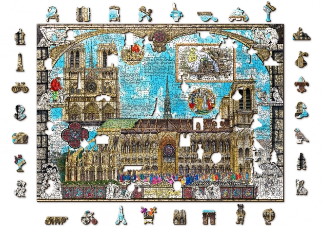 Drevené puzzle Katedrála Notre-Dame 2v1, 1010 dielikov