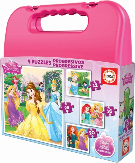 Puzzle v kufríku Disney princezné 4v1