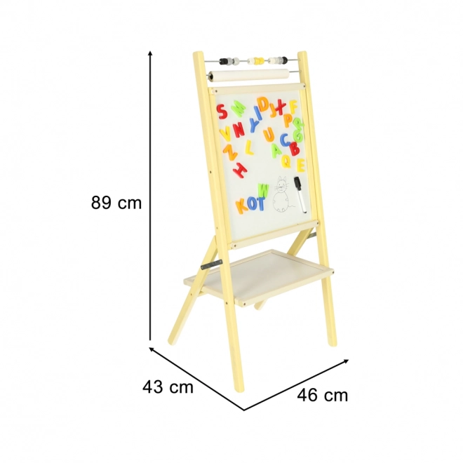 Dvojstranná magnetická a kriedová tabuľa s počítadlom a papierom 46 x 43 x 89 cm