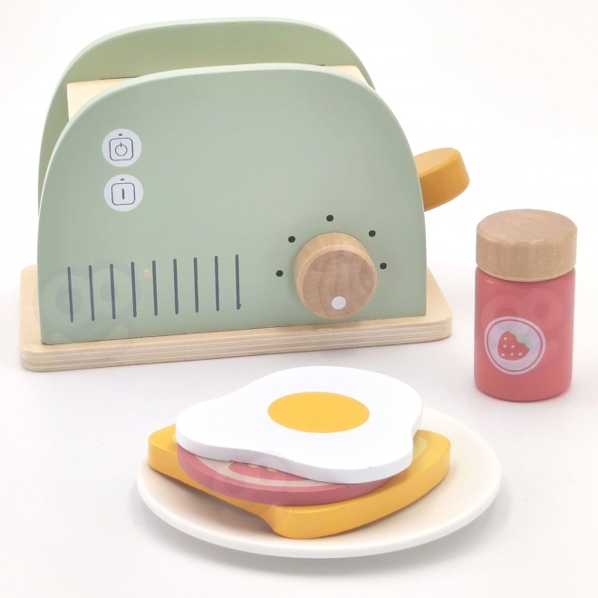 Drevený toaster pastelový raňajkový set od Tooky Toy