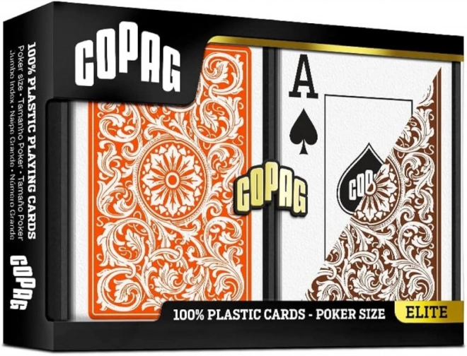 Karty Copag Elite oranžové-hnedé dvojbalenie poker Jumbo