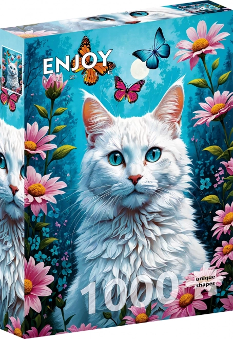 Puzzle biela mačka 1000 dielikov