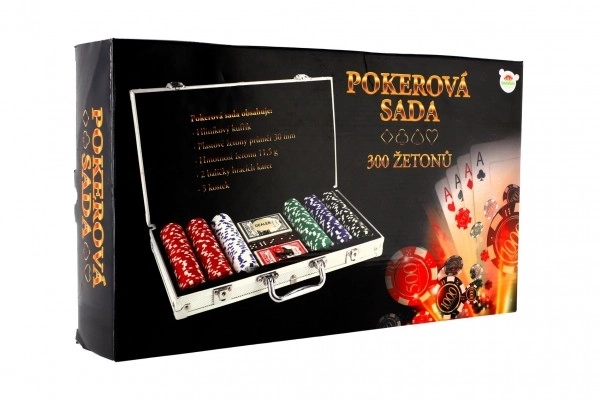 Pokerová sada 300ks s kartami a kockami v hliníkovom kufríku