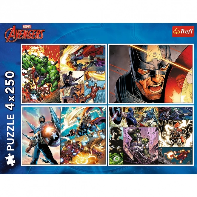 Hrdinské dni Avengers puzzle 4x250 dielikov