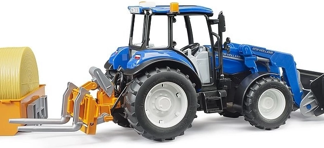 Bruder Traktor New Holland T5.120 s predným nakladačom a korbou
