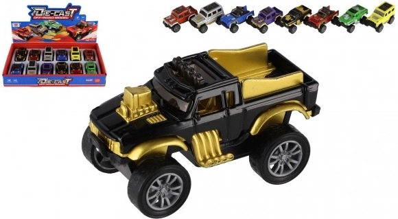 Terénne off-road mini auto s mechanizmom spätného naťahovania - kov/plast 6,5cm