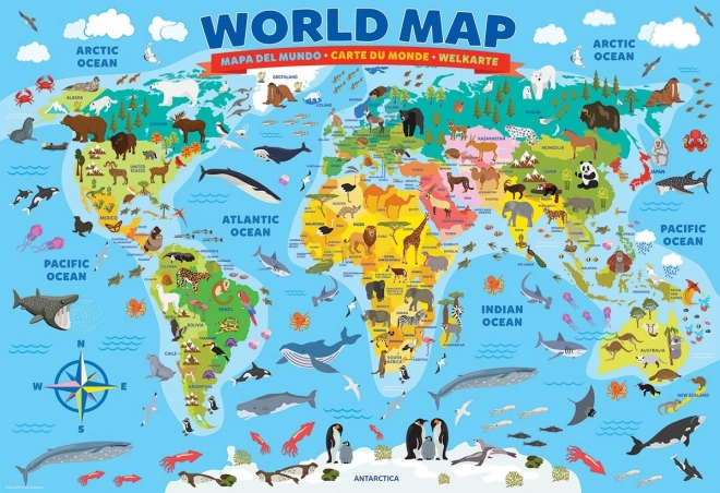 Ilustrovaná mapa sveta puzzle 100 dielikov