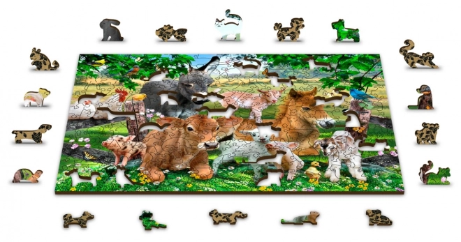 Drevené puzzle Škôlka na farme 2 v 1