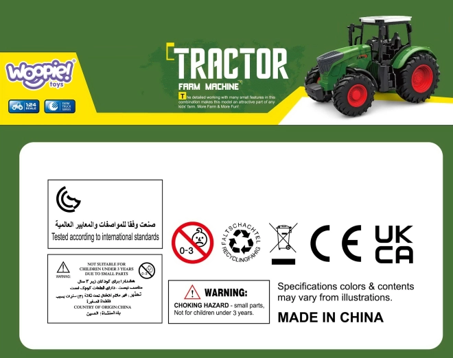 Zelený traktor s gumovými kolesami