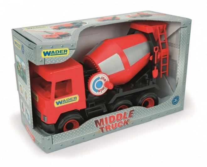 Červená betónová miešačka Middle Truck 38 cm