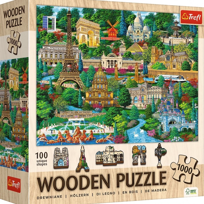 Drevené puzzle Slávne francúzske miesta 1000 dielikov