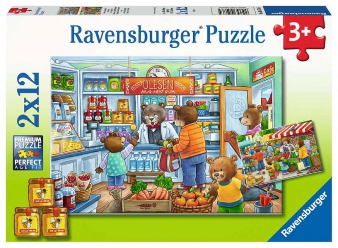 Puzzle Medvedíky na nákupoch