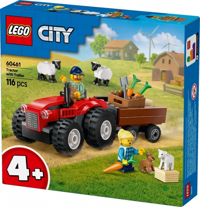 Lego City Červený traktor s prívesom a ovcou