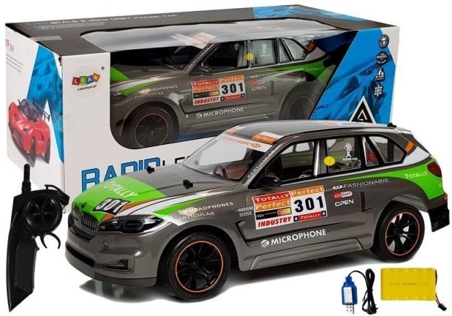 Šedé závodné auto na diaľkové ovládanie RC 1:10 2.4G