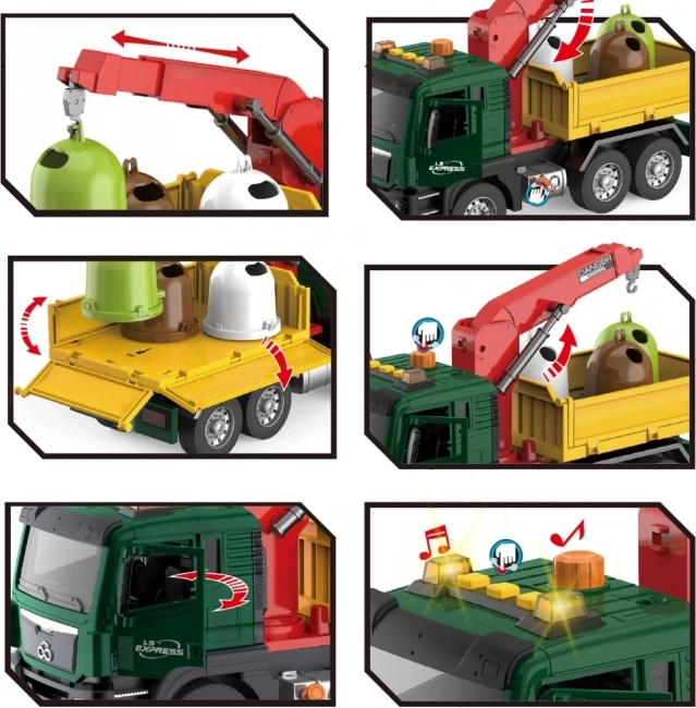 Woopie Popolárske nákladné auto s žeriavom na triedenie odpadu - mierka 1:10