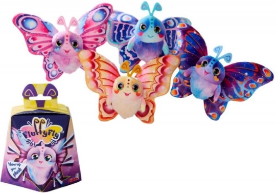 Plyšový motýlik Fluffyfly 12 cm – nafukovacie krídla, 4 farby