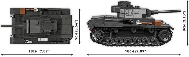 COBI II WW Panzer III Ausf J, 1:35, 590 k, 1 figúrka