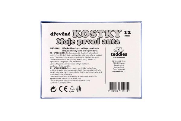 Drevené kocky Moje prvé autá 12ks v krabici 17x12,5x4cm MPZ