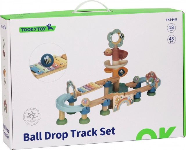 Drevená guličková dráha s Xylofónom Tooky Toy 44 ks