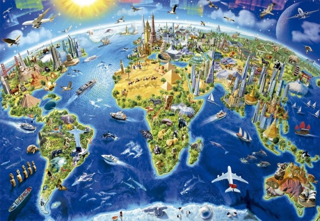 Educa puzzle mapa so svetovými pamiatkami 2000 dielikov