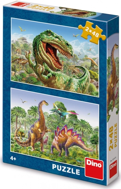 Puzzle Súboj dinosaurov 2x48 dielikov