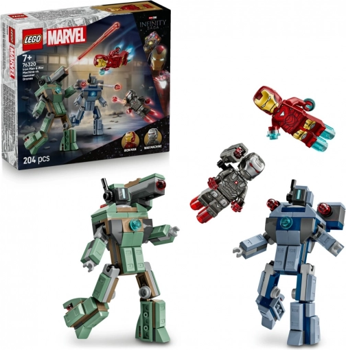stavebnica lego marvel: iron man a war machine vs. hammerove drony