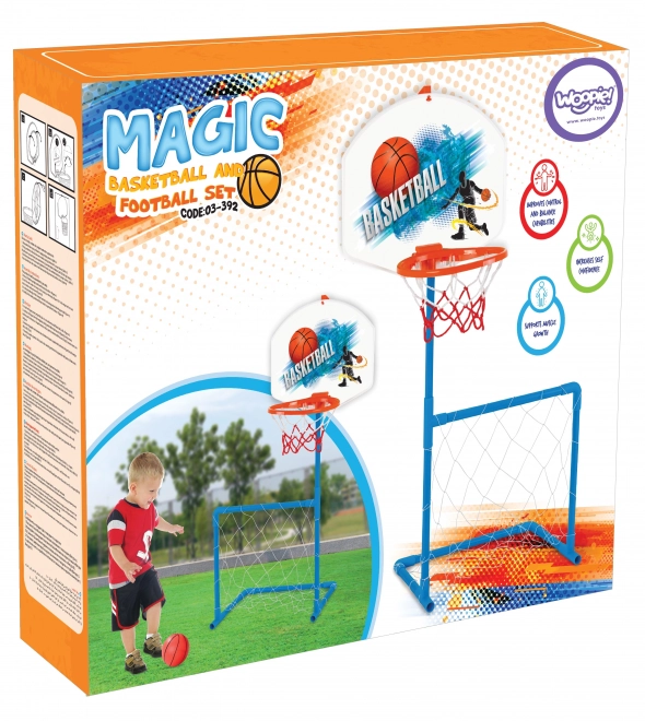Woopie športový set 2v1 basketbal a futbalová bránka