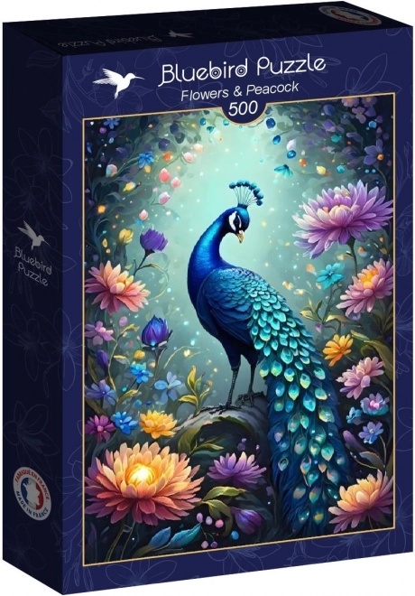 Puzzle Kvety a páv 500 dielikov