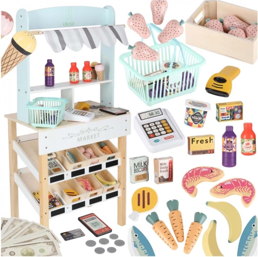 Stabilná drevená konštrukcia so 6 policami