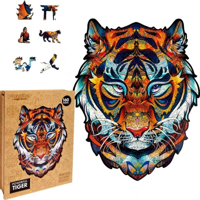 Magické drevené farebné puzzle - Mocný tiger