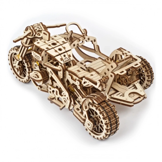 Ugears 3D puzzle Motocykel s vozíkom 380 dielikov