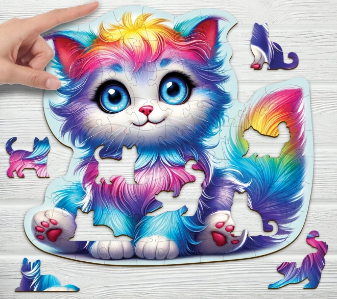 Drevené puzzle Farebné mačiatko