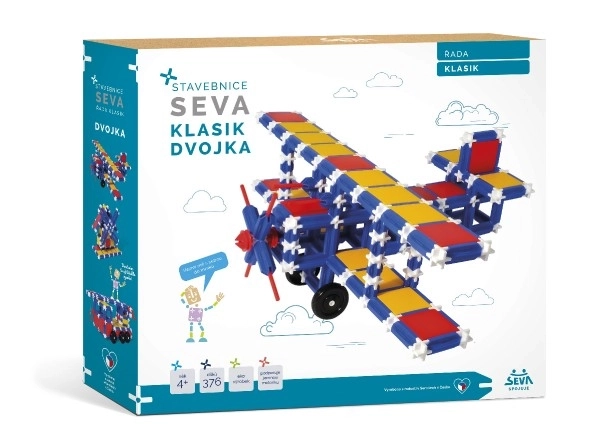 SEVA KLASIK Dvojitá plastová stavebnica 366ks v krabici 36x33,5x5cm