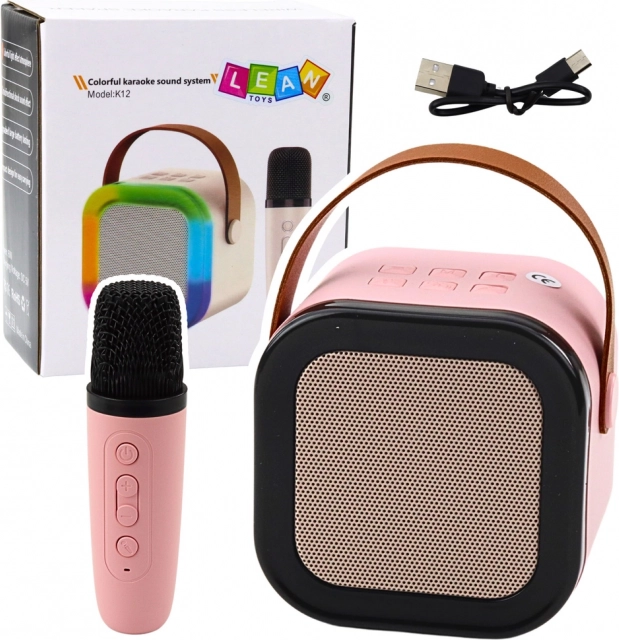 Karaoke reproduktor s mikrofónom K12 RGB Bluetooth ružový