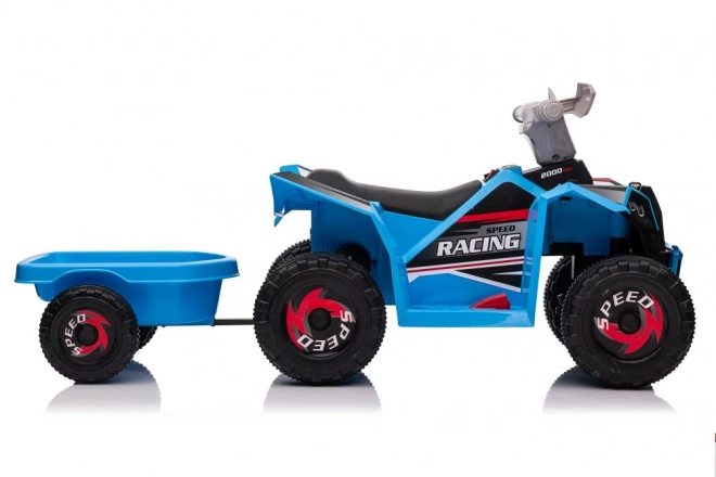 Elektrický quad s prívesom modrý