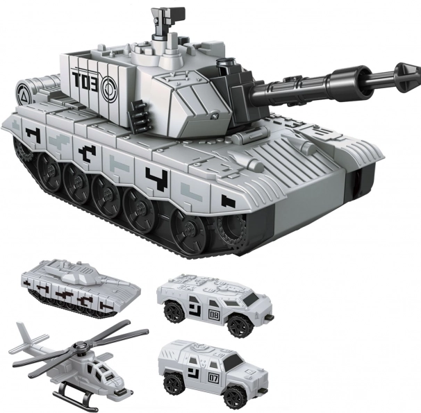 Vystreľovací tank na zotrvačník 21 cm s autami a vrtuľníkom