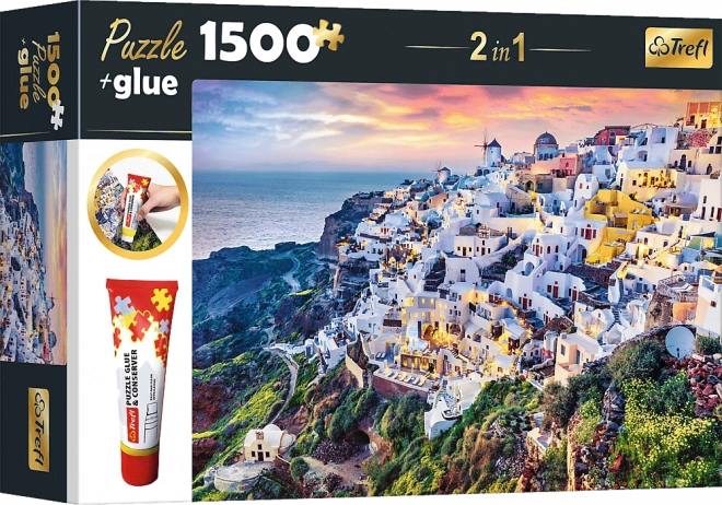 Trefl Puzzle 2v1 Nádherný ostrov Santorini 1500 dielikov s lepidlom