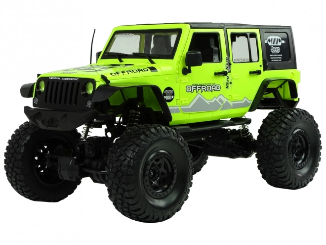 Auto na diaľkové ovládanie Rock Crawler 2.4 GHz so zelenými tlmičmi 4x4