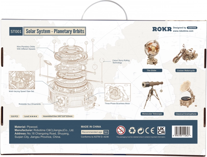 Robotime 3D drevené puzzle slnečná sústava Orrery