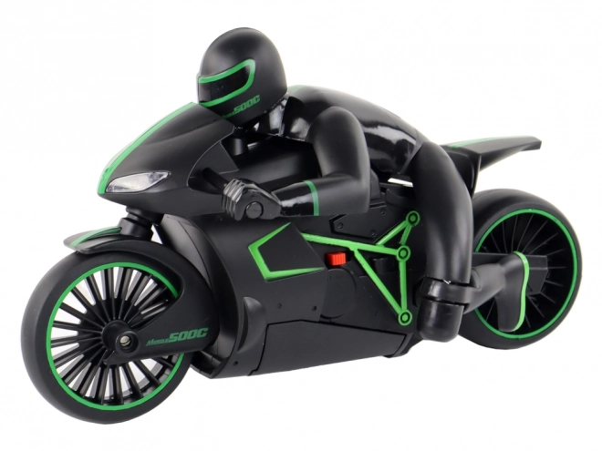 Zelený RC motocykel s rýchlosťou 20 km/h na diaľkové ovládanie